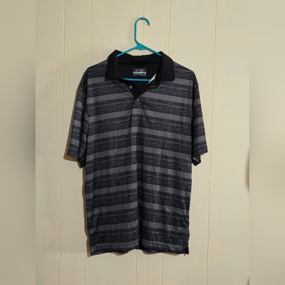 Ben Hogan Charcoal and Black Performance Striped Polo